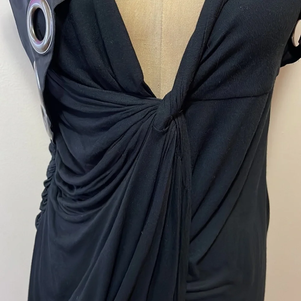 Givenchy Black Draped Jersey Grommet Blouse - Picture 5 of 14